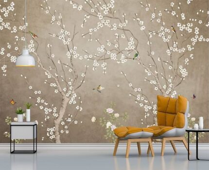 Plum Blossom Chinoiserie Wallpaper – Cream
