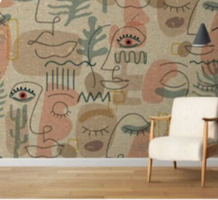 Earth Tone Tribal Line Art Wall