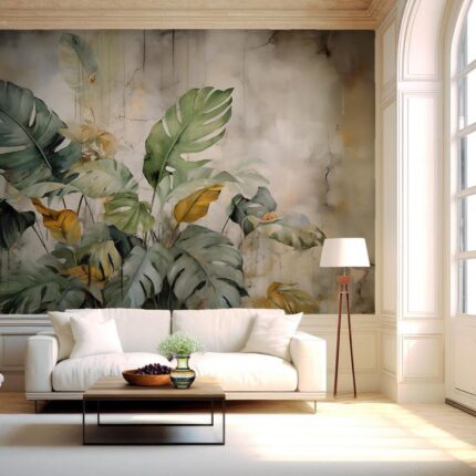 Golden & Green Tropical Wallpaper