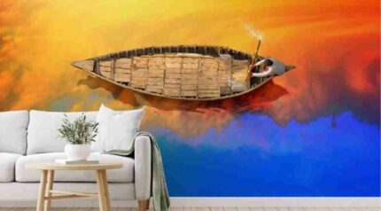 Serene Boat in Sunset Waters