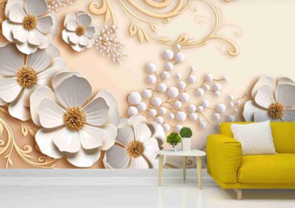 Golden Bloom Vine Wall Mural