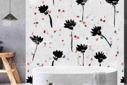 Minimal Ink Blossom Terrazzo Wall