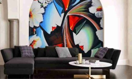 Modern Abstract Faces Mural