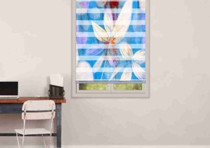 Aqua Bloom Stripe Blind