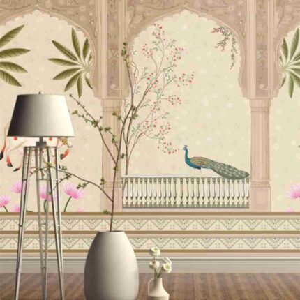 Peacock Palace Elegance Wallpaper