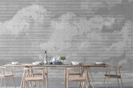 Minimal Grey World Map Wall