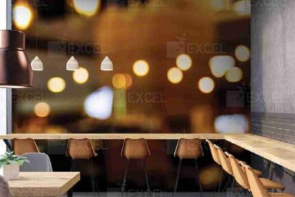 Warm Bokeh Lights Café Wall
