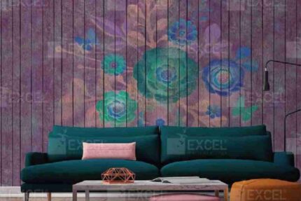 Rustic Floral Wood Panel Wall