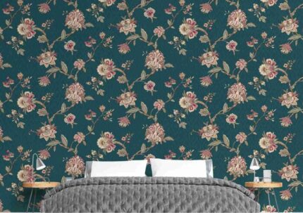 Teal Vintage Floral Elegance