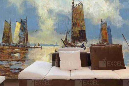Impressionist Sailing Ships Mural