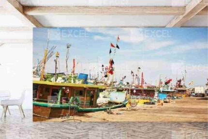 Fishing Harbour Panoramic Mural