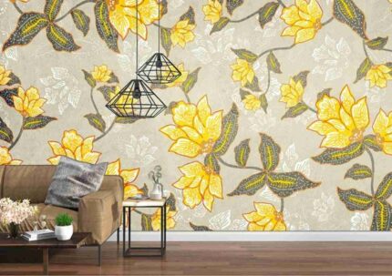 Golden Blossom Statement Wallpaper