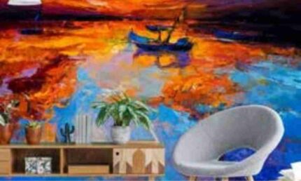 Sunset Boat Scenic Mural