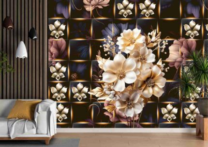 Dark Floral Glow Wall Mural