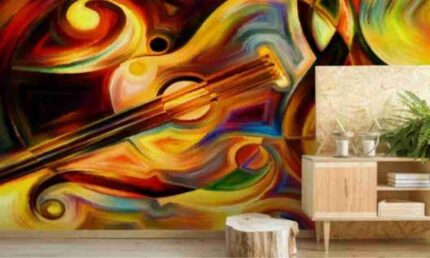 Abstract Guitar Art Mural