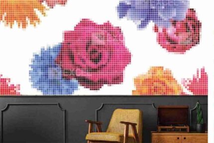 Pixel Bloom Floral Mural