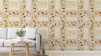 Floral Elephant Grid Pattern