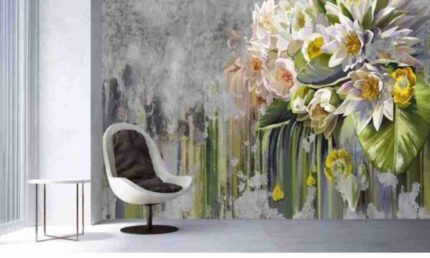 Elegant White Flower Texture Mural