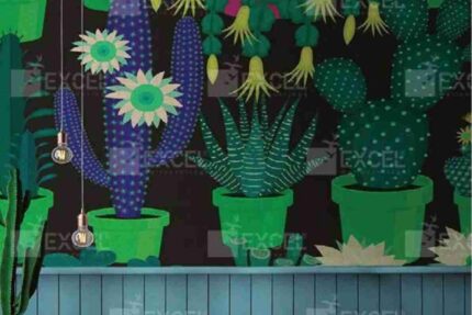 Artistic Cactus Garden Wallpaper