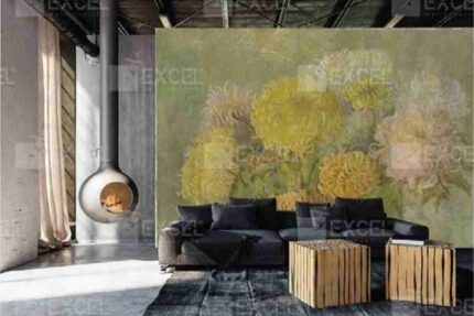 Soft Yellow Floral Textured Wall Mural