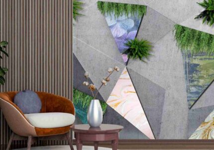 Geometric Greenery Accent Wall
