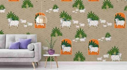 Desert Arch Cow Motif Wallpaper