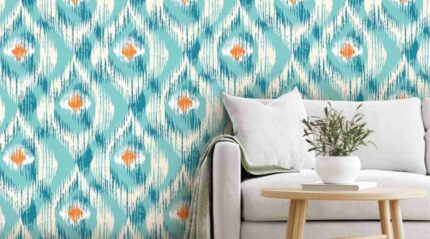 Ikat Abstract Teal Pattern