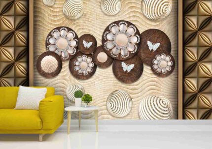 Metallic Ginkgo Circle Wall Art