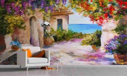 Floral Courtyard Arch Mural
