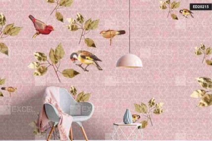 Soft Pastel Bird Pattern Wall