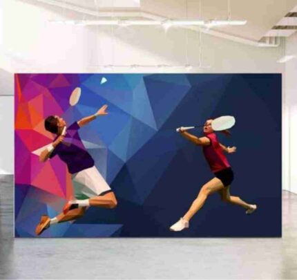 Geometric Badminton Duel Art