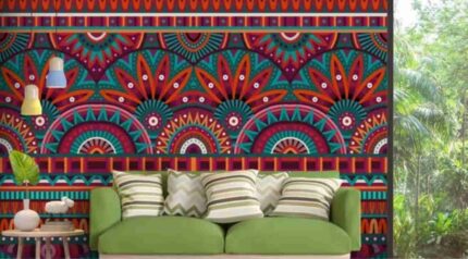 Geometric Mandala Fusion Color Wall