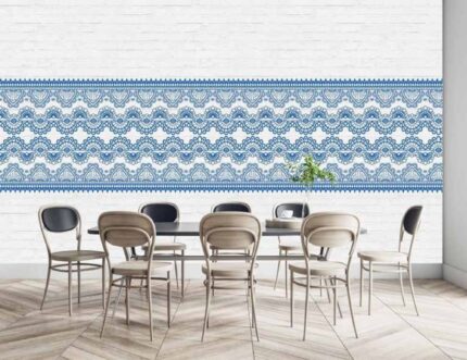 Indigo Lace Border Minimal Wall