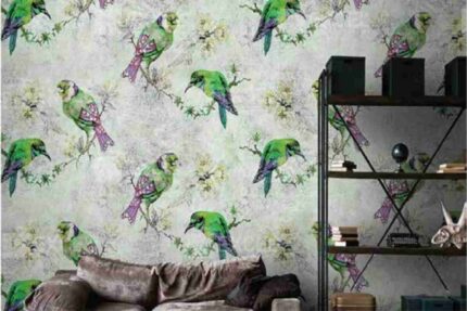 Green Bird Vintage Pattern Wall