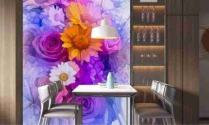 Bold Floral Dining Accent Wall