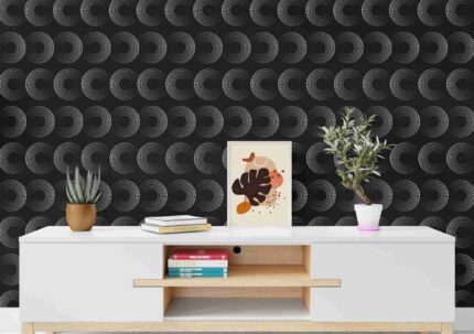 Black Circular Pattern Modern Wall