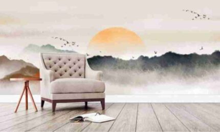 Minimal Sunrise Landscape Mural