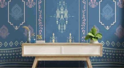 Modern Ethnic Blue Pattern Wall