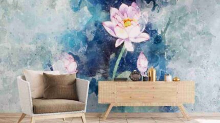 Watercolour Lotus Art Wall