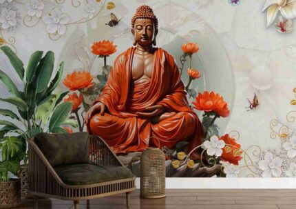 Sacred Buddha Lotus Garden Wall