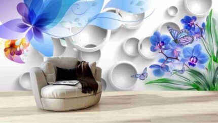 Abstract Floral Butterfly Wall