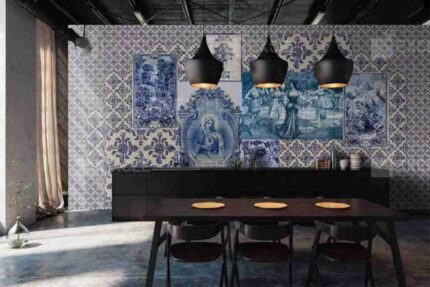 Classic Blue Vintage Tile Wall