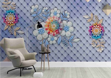 Vibrant Quilted Floral Wall Mural