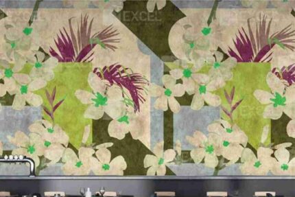 Geometric Floral Fusion Wall
