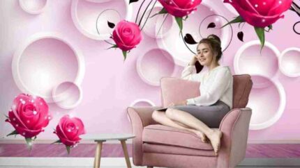 Pink Floral Bubble Wall