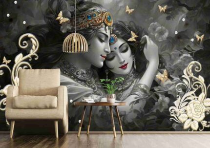 Eternal Love – Radha Krishna Monochrome