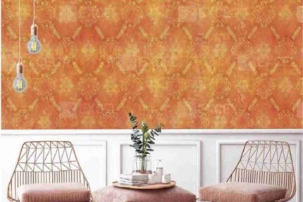Rustic Orange Vintage Pattern Wall