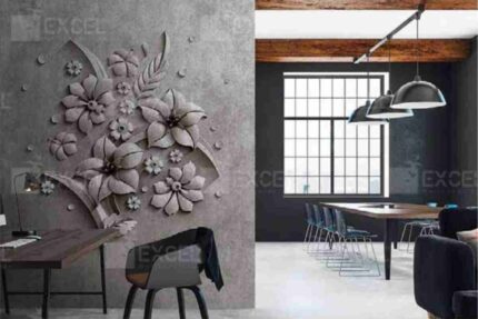 Elegant 3D Floral Relief Wall