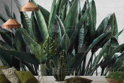 Tropical Green Leaf Jungle Wall