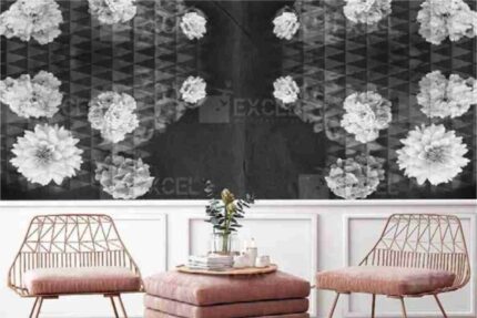 Monochrome Floral Geometric Fusion Wall